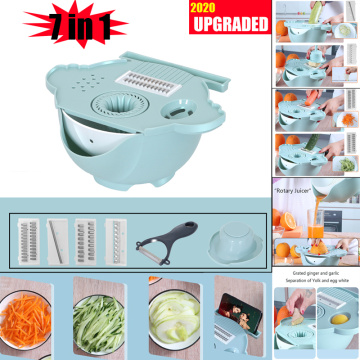 Magic Multifunctional Rotate Vegetable Cutter With Drain Basket Kitchen Veggie Fruit Shredder Grater Slicer Dropshipping