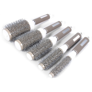 5pcs/set Hair Brush Nano Hairbrush Thermal Ceramic Ion Round Barrel Comb Hairdressing Hair Salon Styling Drying Curling comb