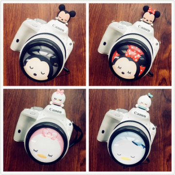 cartoon Protective Lens Cap For Canon/Nikon/Pentax/Sony ABS Dust-proof Camera Lens Protector Cover With Hot boots to protect