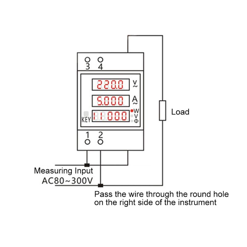 Digital Energy Meter Din Rail Active Power Factor AC 80-300V/AC200-450V 100A Electric Energy Ammeter Voltmeter Monitor