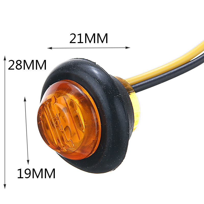 Mayitr 10pcs 3/4" 12V 1W Yellow Small Round Side Marker Lights 3LED Button lamps For Car Truck Trailer Lorry Accessories