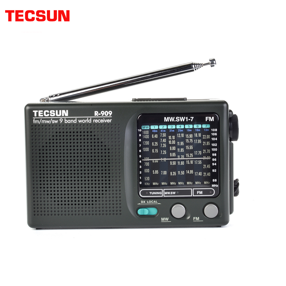 TECSUN R-909 fm/mw/sw 9 bands World Band Receiver Radio Ultra-thin Portable Radio fm antenna radio