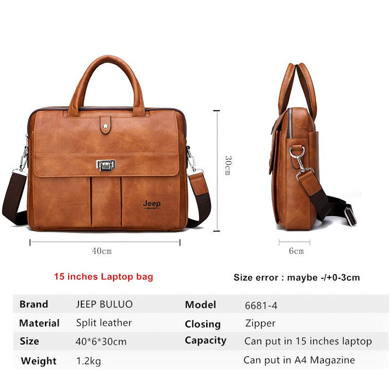 JEEP BULUO Man Briefcase Big Size Laptop Bags Business Travel Handbag office Business Male Bag For A4 Files Tote bag