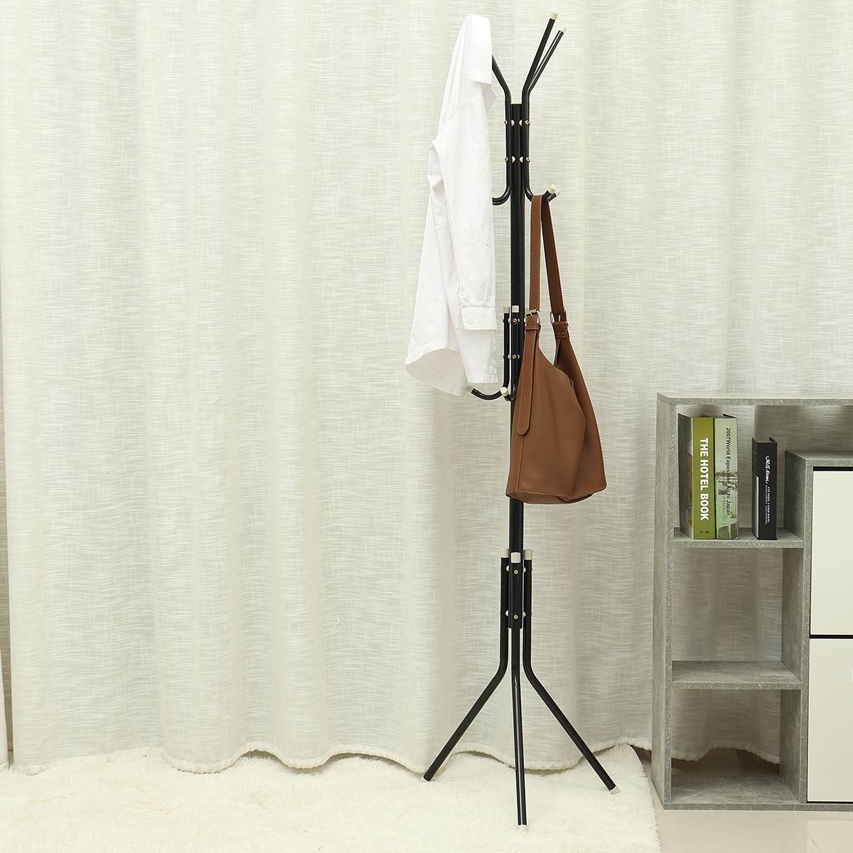 12 Hooks Metal Stand Coat Rack 175CM Adult Tree Hat Jacket Umbrella Cloth Hanger Holder Storage Rack Living Room Furniture