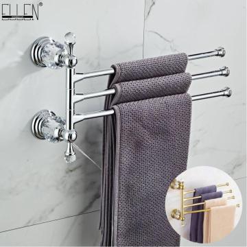 Bathroom Movable Towel Holder Crystal Gold Bath Towel Rack 4 Layer Chrome Towel Bar Bathroom Hardware EL7024DH