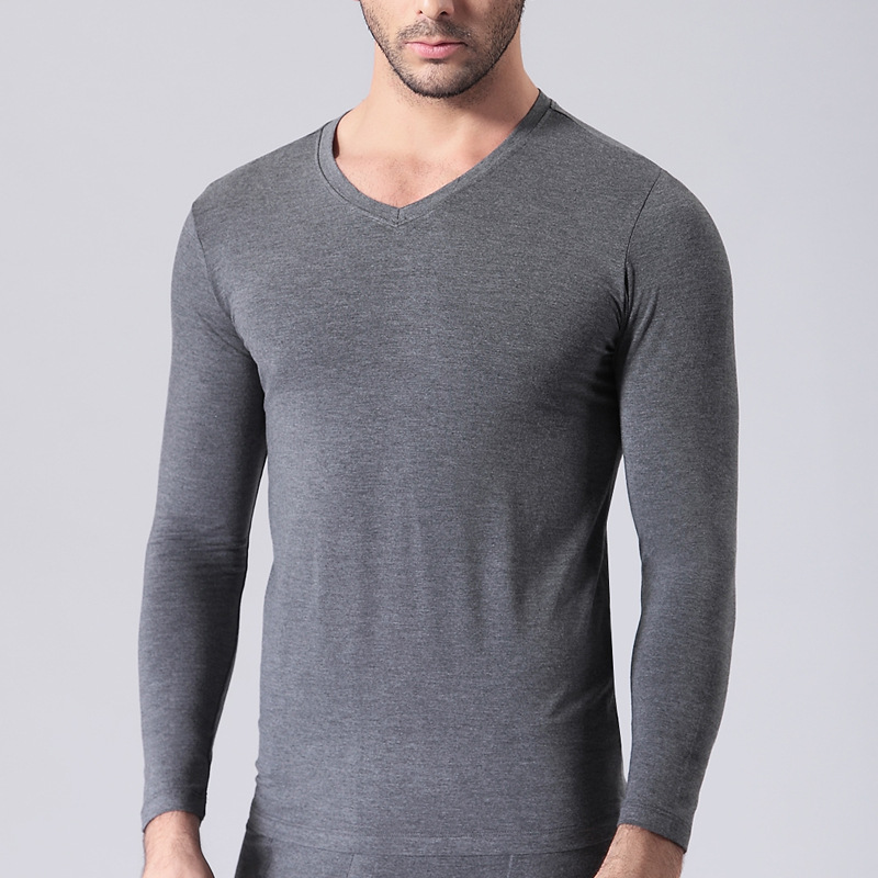 Ultra Soft 95% Bamboo Viscose Thermo Underwear Bodysuit Men Long Sleeve V Neck Undershirt Autumn Winter Tops Man Plus Size 4XL