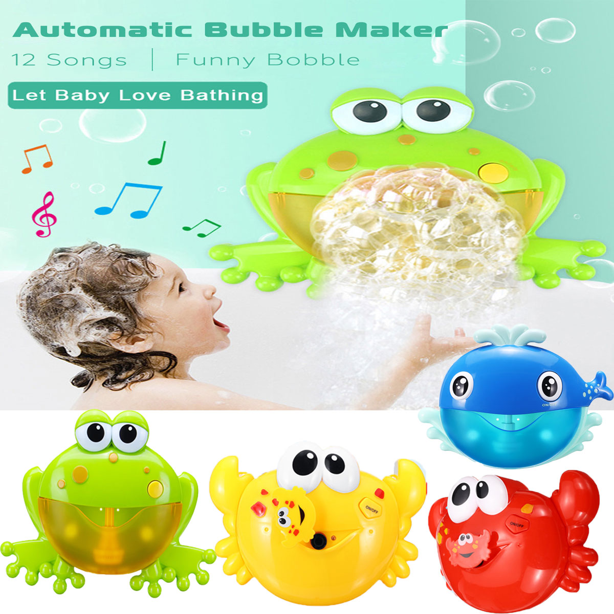 Outdoor Bubble Frogs Crabs Whale Baby Bath Toy Bubble Maker Swimming Bathtub Soap Water Toys for Children Kids With Music