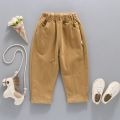 LZH Kids Pants 2020 New Autumn Baby Boys Girls Cotton Solid Color Soft Overalls Pants Childrens Loose Casual Trousers 2-6 Years