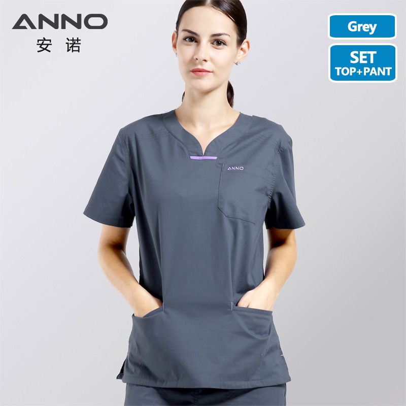 ANNO Elasticity Cotton Spandex Body Nurse Uniform Female Scrubs Suit Dental Hospital Set Work Wear Short/Long Sleeves Clothing