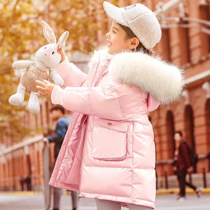 Baby Girl Boy Hooded Jacket Cotton Padded Thick Winter Toddle Teens Loose Down Jacket Fur Hooded Coat Baby Clothes Outwear 5-16Y