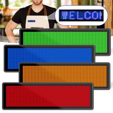 7 Colors Programmable Mini LED Digital Rechargeable Scrolling Name Message Tag Sign Adjustable 4 levels Brightness Chest Card