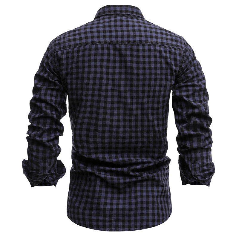 2021 New Spring 100% Cotton Plaid Shirt Casual Slim Fit Men Shirt Long Sleeve High Quality Men's Social Shirt Dress Shirts