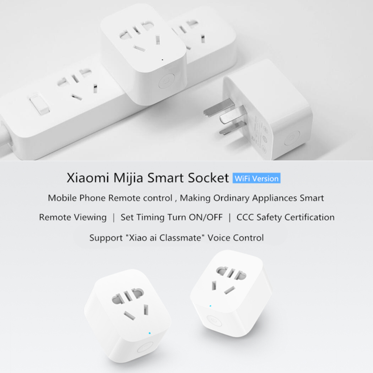 Original Xiaomi Smart Home Socket Plug Bacic bluetooth gateway Version Wireless Remote Socket Adaptor Power on and off for phone