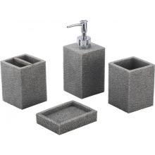 Gray square Polyresin Bathroom Accessory Set 4-piece