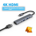 5 in 1 USB C Hub Type C to HdMI 4K USB 3.0 2.0 60W USB PD Charger 3.5mm Jack Adapter for Laptop PC Computer