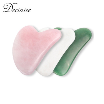 3Colors Face Massager Rose Natural Jade Gua sha Stone Massage Quartz Guasha Scrapers Board Green Jade For Face Neck Body Tool