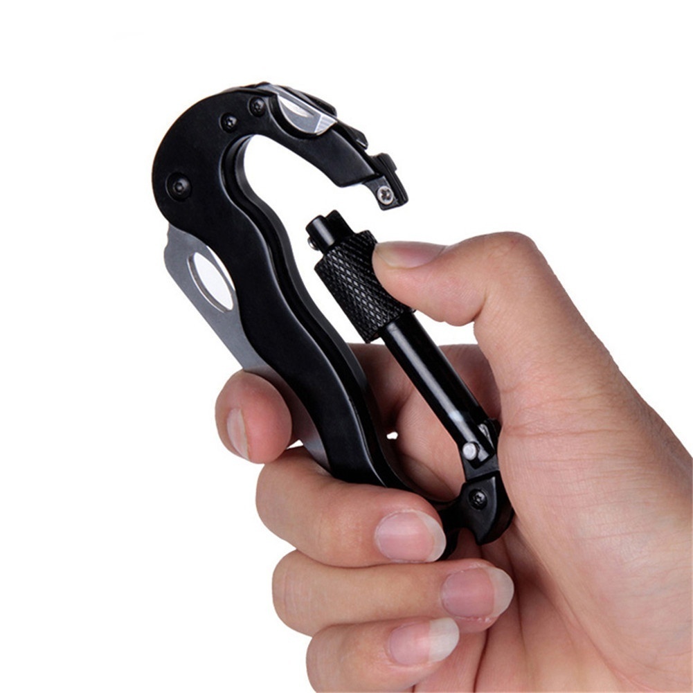 5 In 1 Multifunctional Outdoor Hiking Survival Rock Climbing Gear Carabiner Tool Carabiner Hook Gear Screwdriver Opener