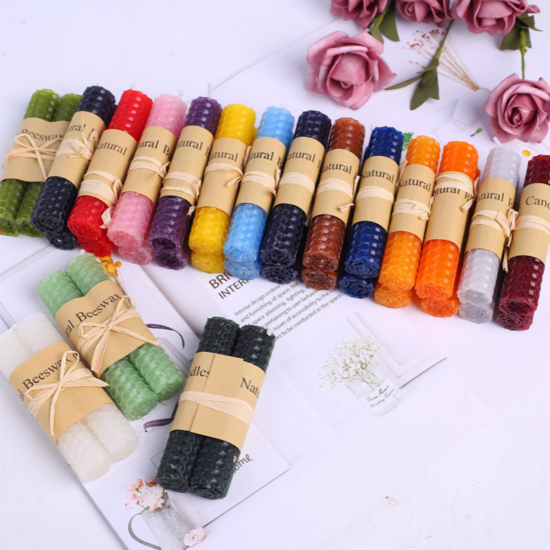 2pcs Natural Honeycomb beewax candles Smokeless Romantic candlestick wedding festival party supplies Christmas Home Decoration