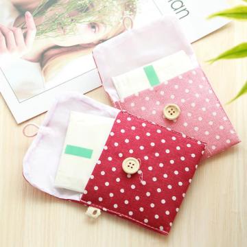 Lovely Women Girl Cute Polka Dot Cotton Linen Sanitary Pad Pouch Aunt Towel Bag Washable Menstrual Pads Mama Sanitary Napkin Bag