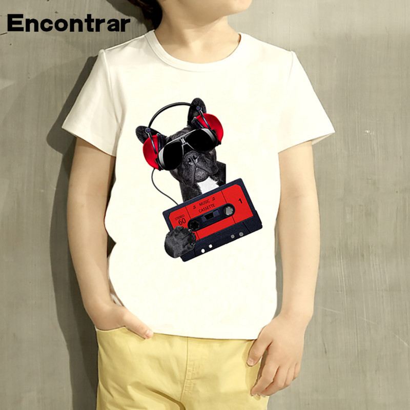 Kids Champion French Bulldog Cartoon Design T Shirt Boys/Girls Short Sleeve Tops Children Cute T-Shirt,HKP2201