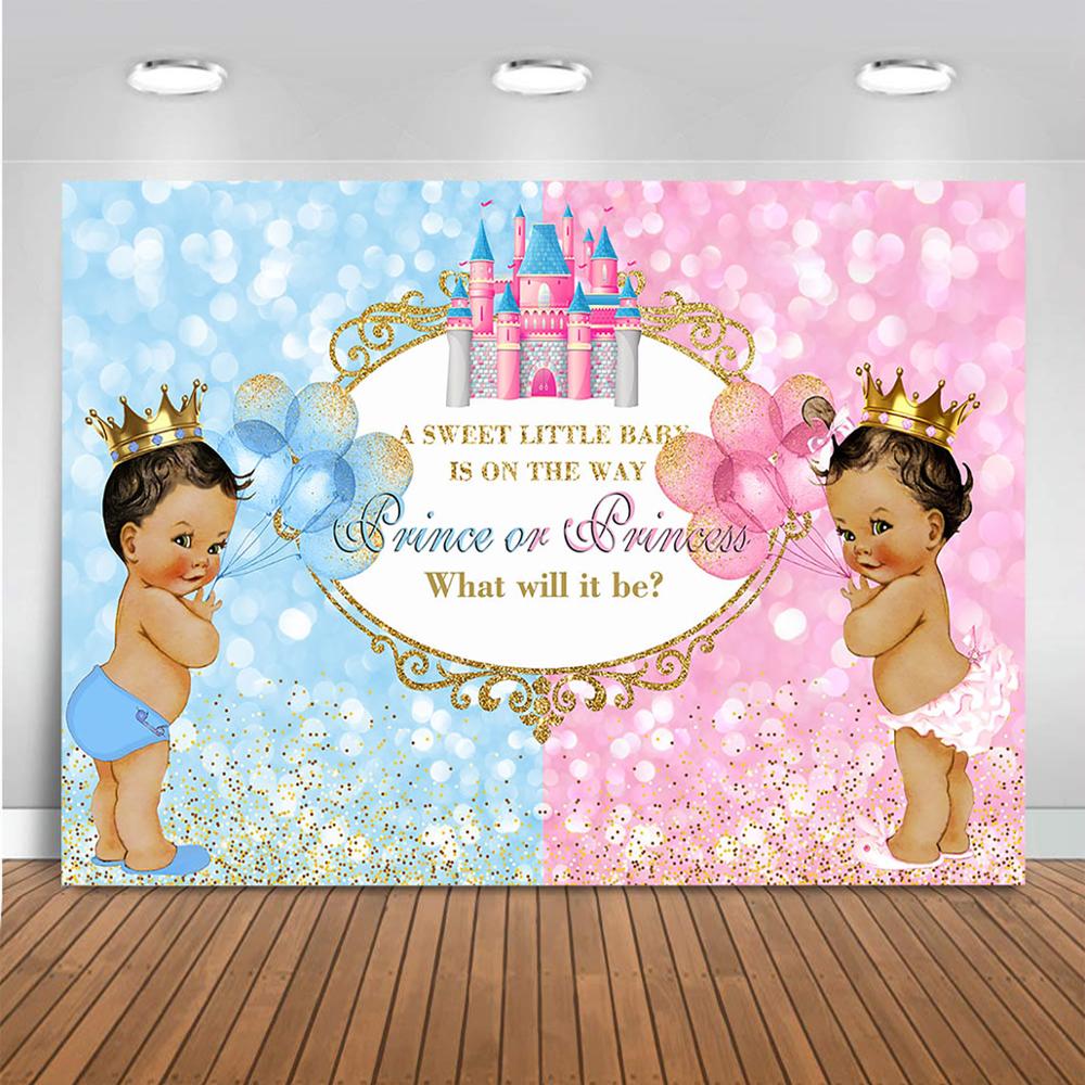 Royal Prince or Princess Gender Reveal Party Decor Little Girl Boy Background Pink or Blue Pink Baby Shower Party Banner