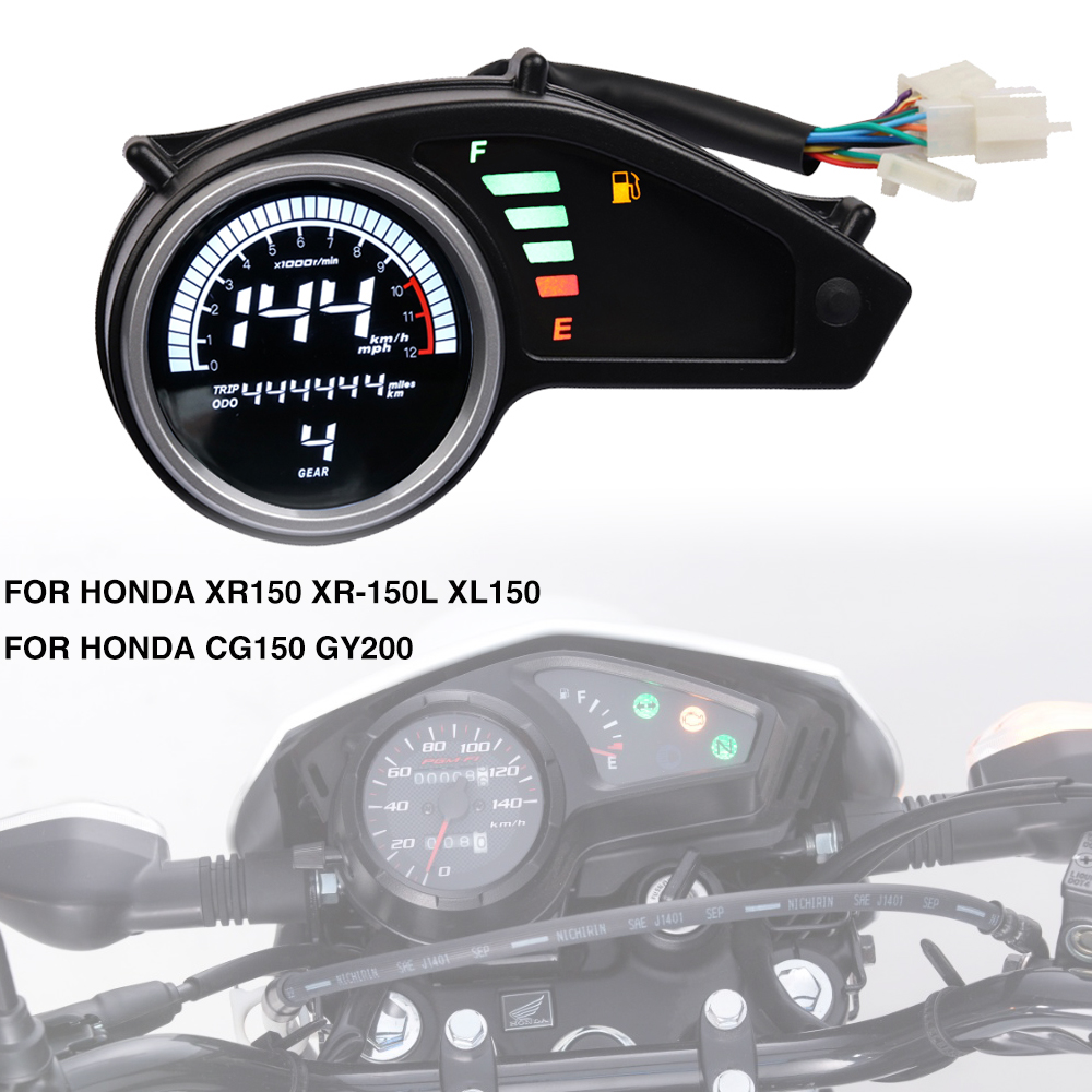 For honda Offroad XR150 XR-150L XL150 CG150 GY200 Motorcycle Tachometer LCD Digital Odometer Speedometer Meter With Gear Display