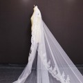 Real Photos Luxury Long 5 Meters Lace Edge One Layer Wedding Veil with Comb White Ivory Bridal Veil Voile Mariage