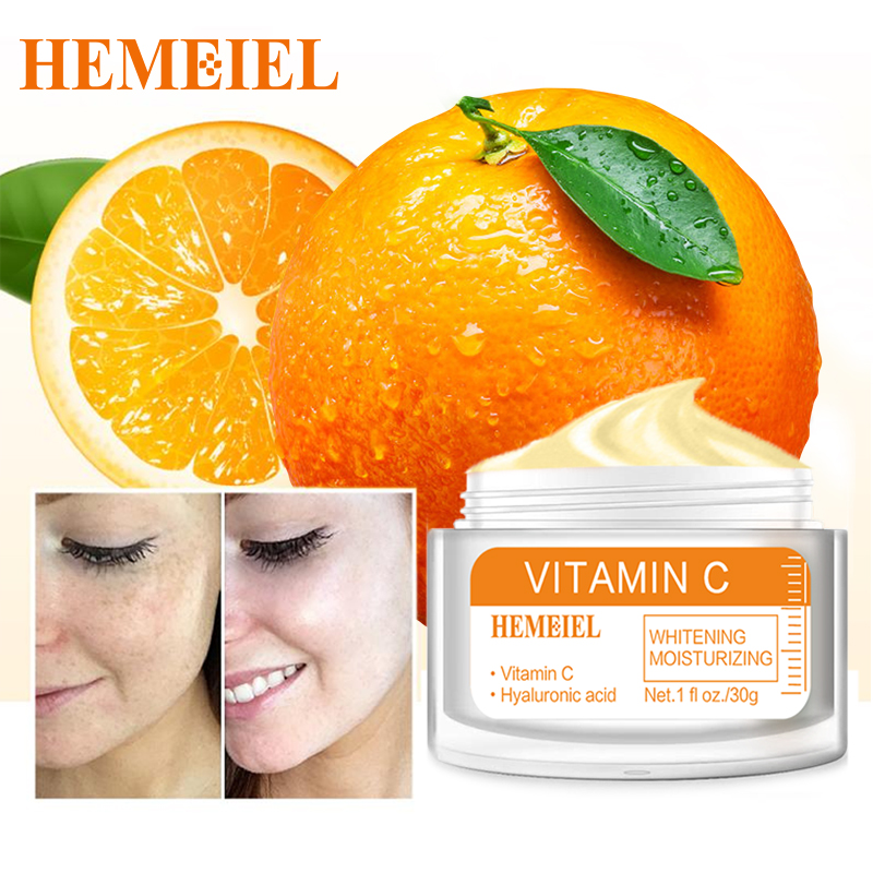 HEMEIEL Vitamin C Whitening Set Face Cream Facial Serum Spray Freckle Fade Spots Brighten Moisturizing Whitening Skin Care Sets