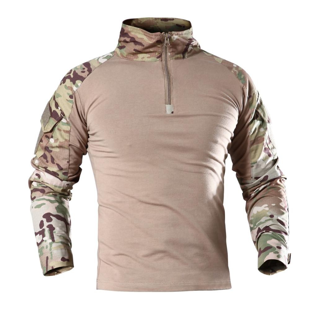 Male Military Uniform Tactical Long Sleeve T Shirt Men Camouflage Army Combat Shirt Airsoft Paintball Clothes Multicam Shirt Top