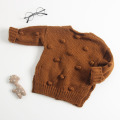 Autumn Winter Infant Kids Baby Girls Sweater Coats Warm Knitting Long Sleeve Hairball V Neck Sweaters Outfits Outwear