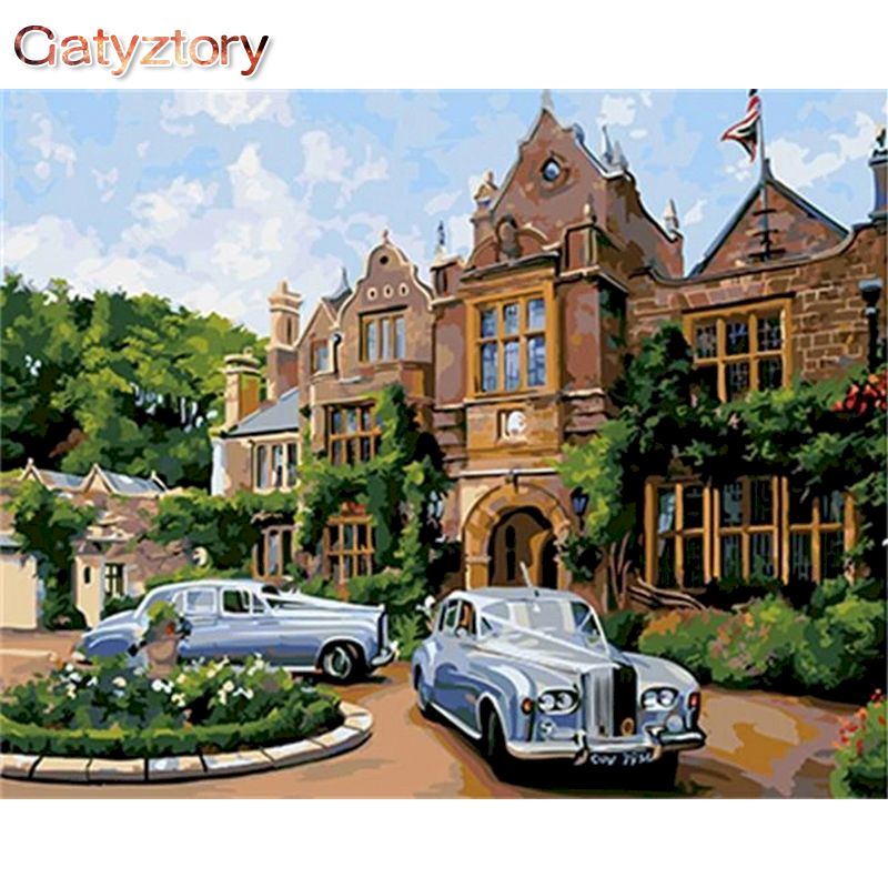 villa Painting By Numbers car On Canvas With Frame Acrylic Paint For Adults DIY Kits Coloring By Number Decoration Art