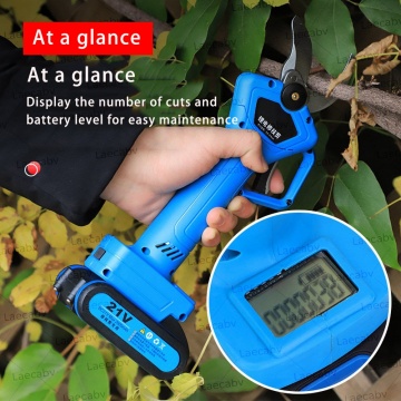 21V with power display Electric Pruning Scissors with 2 Battery Fruit Tree 35mm Shears Electric Fruit Branch Cutter