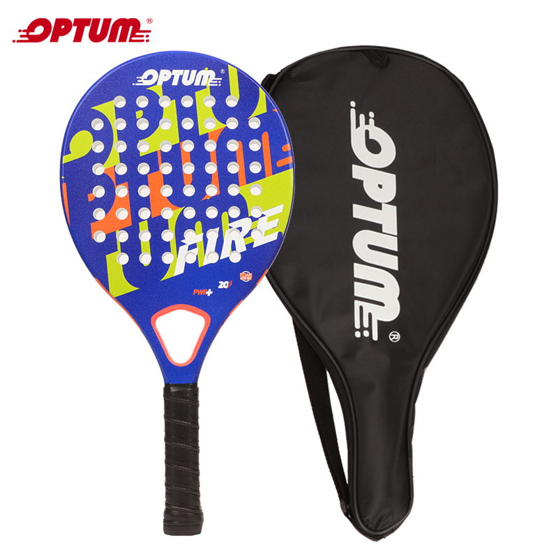 OPTUM Fire Carbon Fiber Rough Surface Pro Paddleball Racquets set (2 Paddles, 4Balls, 2 Cover Bags) Beach Game Frescobol Paddlle