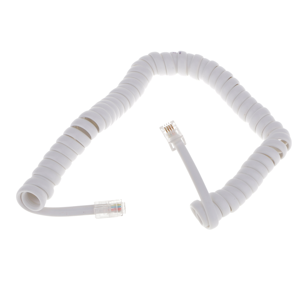 5.7ft White Telephone Handset Phone Extension Cord Curly Line Cable Wire RJ11