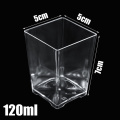 120ml 50pcs Plastic Cup Square Cake Dessert Cups Cube Pudding Yougurt Jelly Container Cups Sample Dish Tray Decor 5*5*7cm