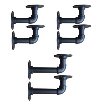 2pcs Industrial Wall Mounted Iron Pipe Shelf Bracket Floating Holder Black Storage Rack Home