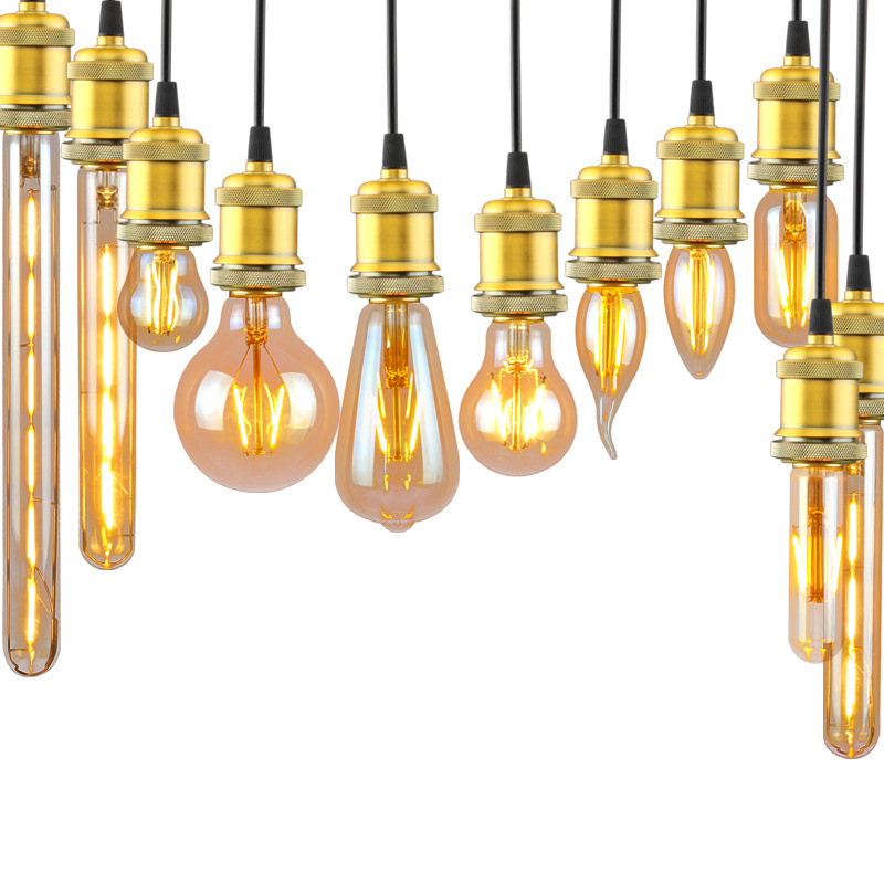 LED Filament Edison Bulb Decorative 3D Vintage Edison lamp E27 220V T10 T45 A60 ST64 G80 G95 Replace Amber Incandescent Bulb