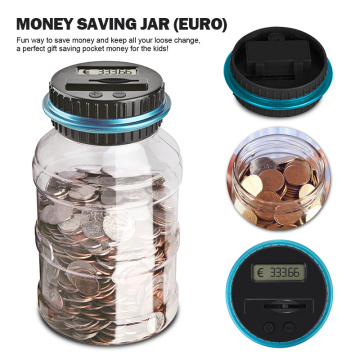 1.8L Piggy Bank Coin Counting Money Saving Box Jar Bank LCD Display Saving Gift Money Box Coins Storage Box For USD/EURO/GBP