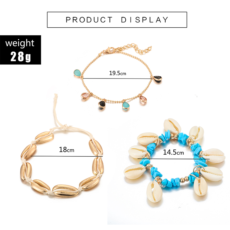 Tocona Bohemian Colorful Tassel Anklets for Women Charms Shell Crystal Stone Barefoot Sandals Adjustbale Summer Jewelry