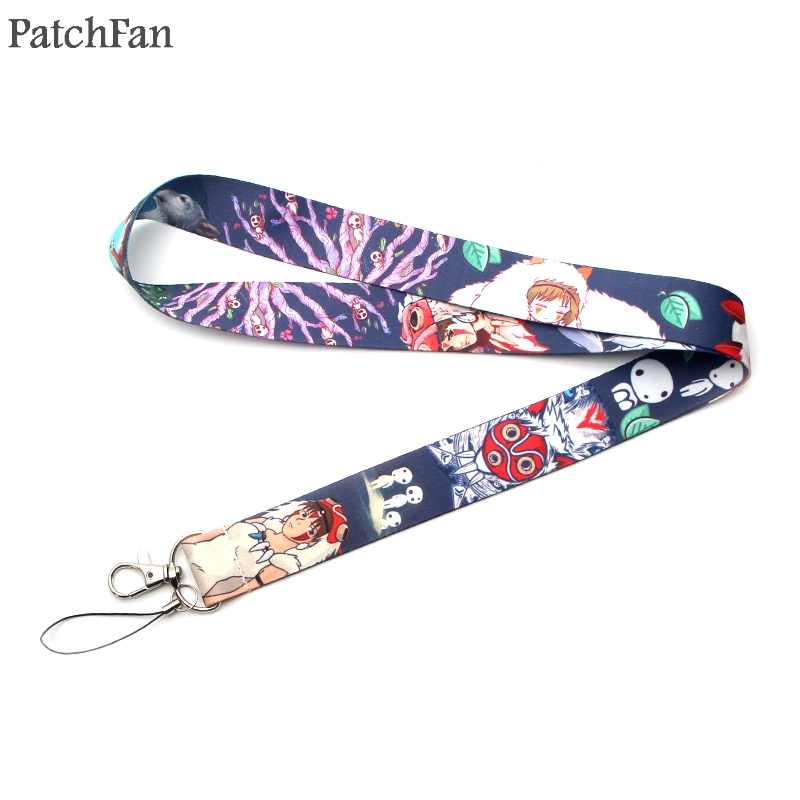 Patchfan Princess cartoon keychain lanyard webbing ribbon neck strap fabric para id badge phone holders necklace A1422