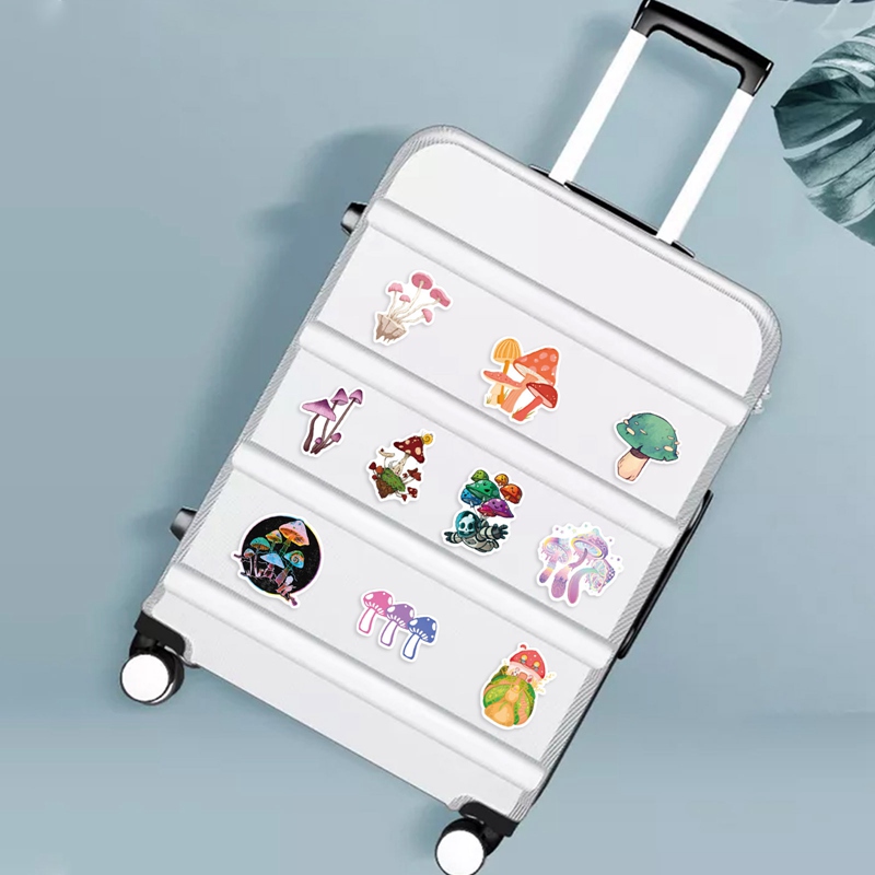 50PCS Cute Plant Mushroom Stickers Laptop Guitar Luggage Skateboard Car Waterproof Graffiti Sticker Funny Decal Kid Classic Toys