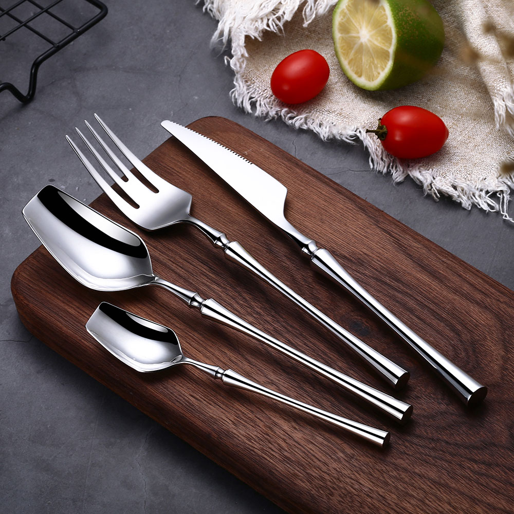 4Pcs/set Black Gold Cutlery Set 18/10 Stainless Steel Dinnerware Set Dinner Knife Fork Spoon Silverware Tableware Dropshipping