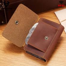 Rfid Blocking Protection Men ID Card Holder Wallet Leather Metal Aluminum Business Double Bank Card Case CreditCard Cardholder