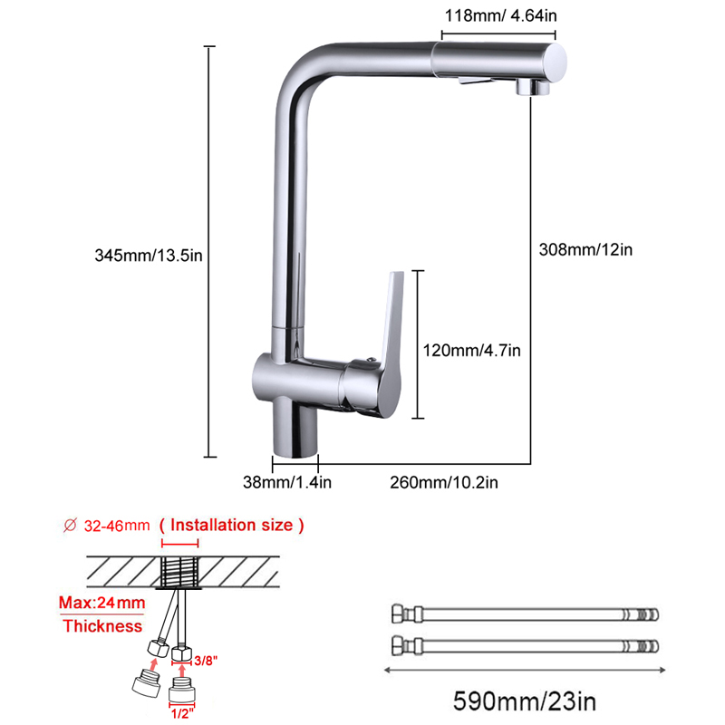 Gavaer Pull Out Kitchen Faucets Right Angle Faucet Kitchen Sink Tap Brass Design 360 Degree Rotation Water Purification Taps