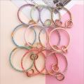 bangle keychain Wear Bracelet Keychain for Women Gifts Trendy Simple Circle Wristlet Keychain Bangle Unisex Jewelry