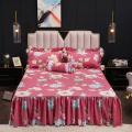 160X200cm Rose Garden Flowers Ruffles Bed Skirt set with Pillow shams 100%Cotton Girls Twin Queen King Bed sheet set Pillowcase