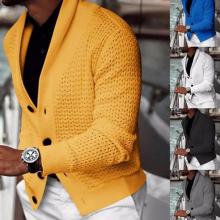 Autumn Men Solid Color Hollow Cardigan Buttons Coat Warm Knit Sweater Jumpers