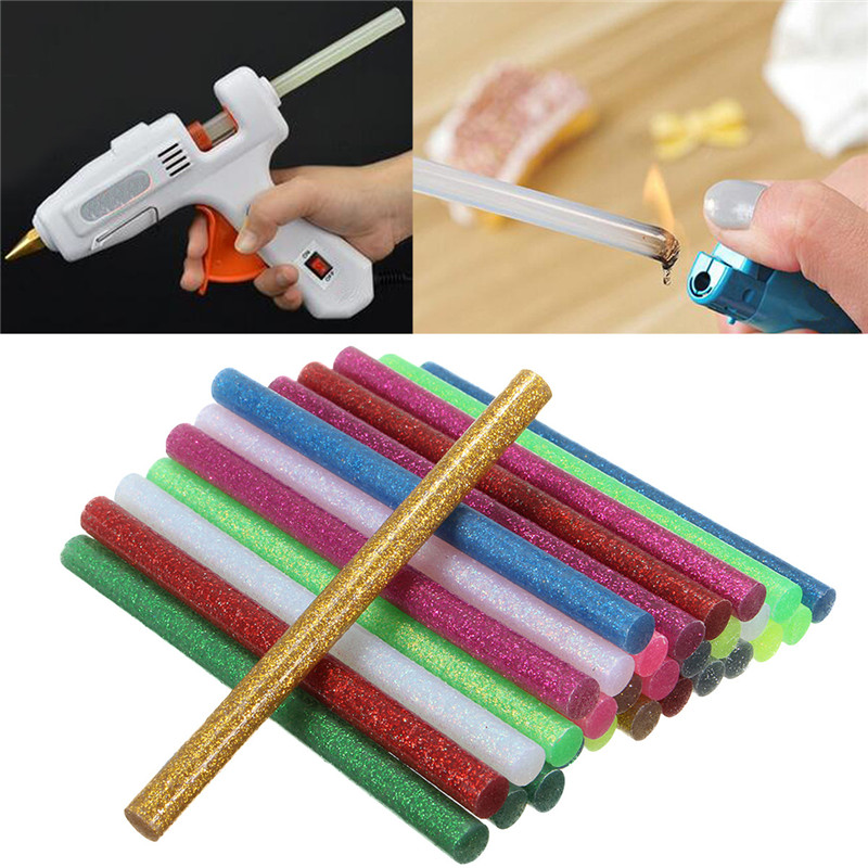 30Pcs/set Colored Hot Melt Glue Sticks 7mm Adhesive Assorted Glitter Glue Sticks Professional For Electric Glue Gun Craft Repair