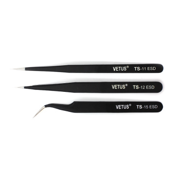 VETUS Stainless Steel Eyelash Tweezer Superhard Anti-Static Eyelash Extension Tweezers High Precision Eyebrow Makeup Tool
