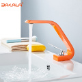 Orange/white Basin Faucet Brass Made Chrome Faucet Brush Nickel Sink Mixer Tap Vanity Faucet Hot Cold Water Bathroom Faucet